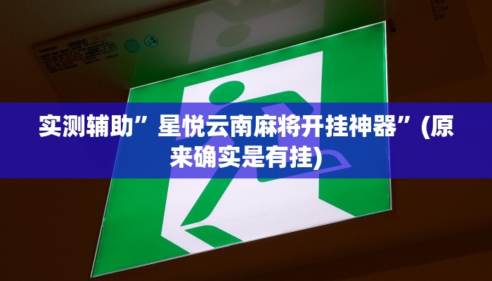 实测辅助”星悦云南麻将开挂神器”(原来确实是有挂)