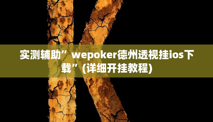 推荐一款“德州局WePoker开挂辅助作弊”其实确实有挂