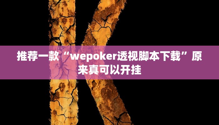 推荐一款“wepoker透视脚本下载”原来真可以开挂