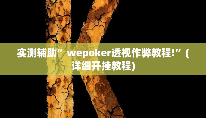 实测辅助”wepoker透视作弊教程!”(详细开挂教程)