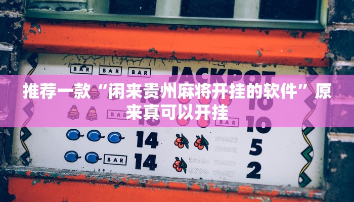 推荐一款“闲来贵州麻将开挂的软件”原来真可以开挂