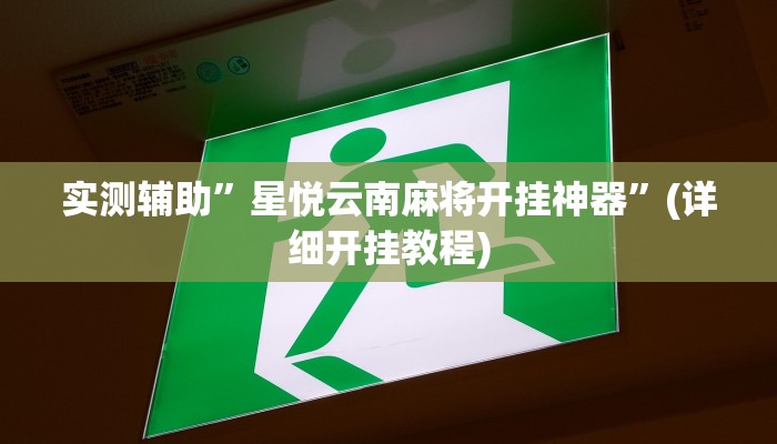 实测辅助”星悦云南麻将开挂神器”(详细开挂教程)