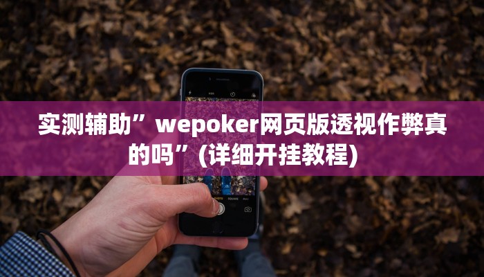 实测辅助”wepoker网页版透视作弊真的吗”(详细开挂教程)