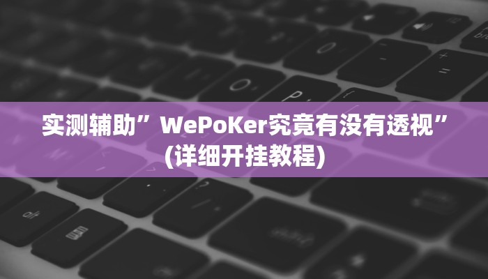 实测辅助”WePoKer究竟有没有透视”(详细开挂教程)
