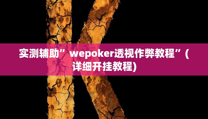 实测辅助”wepoker透视作弊教程”(详细开挂教程)