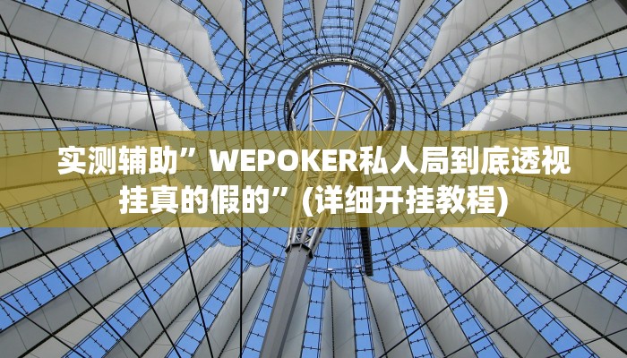 实测辅助”WEPOKER私人局到底透视挂真的假的”(详细开挂教程)