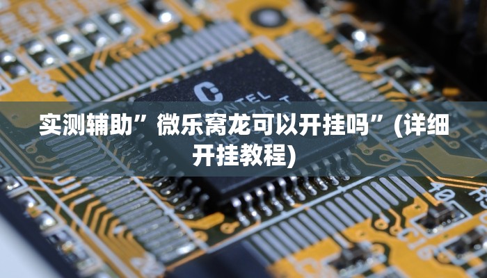 实测辅助”微乐窝龙可以开挂吗”(详细开挂教程)