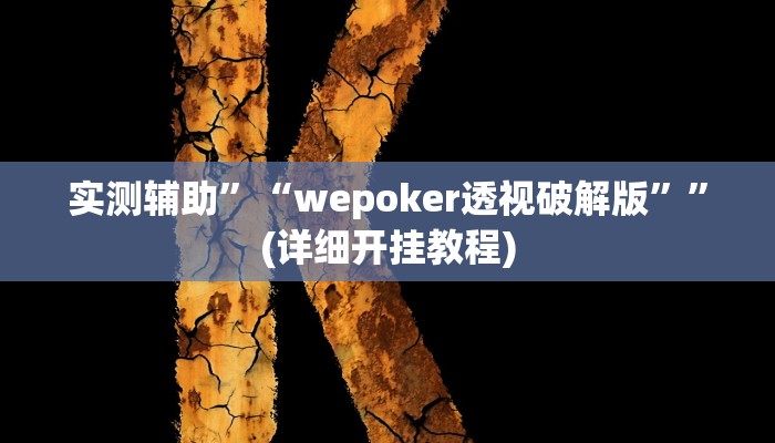 实测辅助”“wepoker透视破解版””(详细开挂教程)