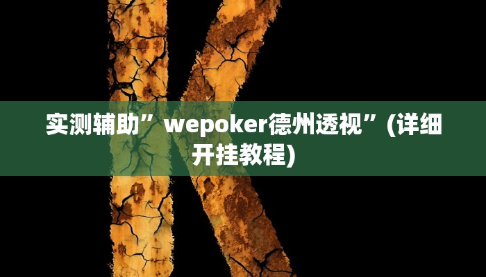 实测辅助”wepoker德州透视”(详细开挂教程)
