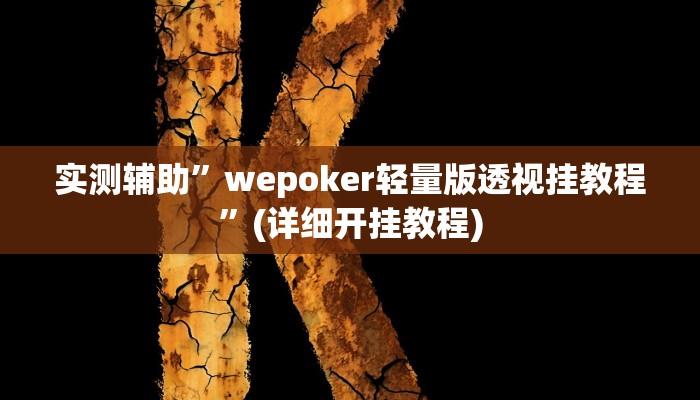 实测辅助”wepoker轻量版透视挂教程”(详细开挂教程)