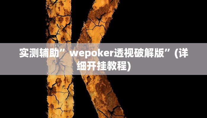 实测辅助”wepoker透视破解版”(详细开挂教程)
