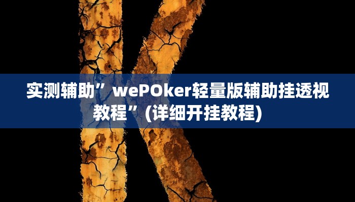 实测辅助”wePOker轻量版辅助挂透视教程”(详细开挂教程)
