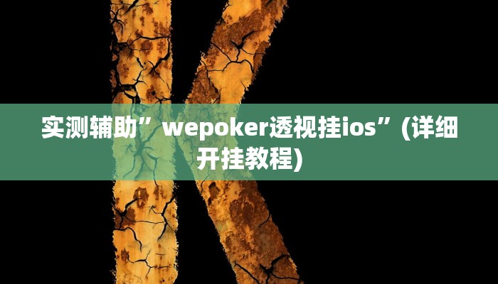 实测辅助”wepoker透视挂ios”(详细开挂教程)