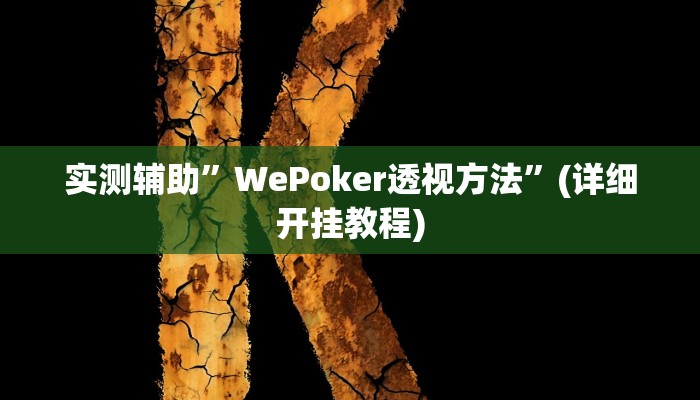 实测辅助”WePoker透视方法”(详细开挂教程)