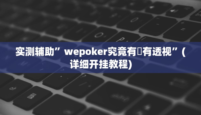 实测辅助”wepoker究竟有沒有透视”(详细开挂教程)
