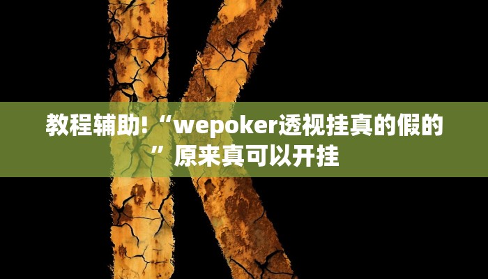 实测辅助”WePoker俱乐部通用挂”(详细开挂教程)