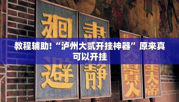 教程辅助!“泸州大贰开挂神器”原来真可以开挂