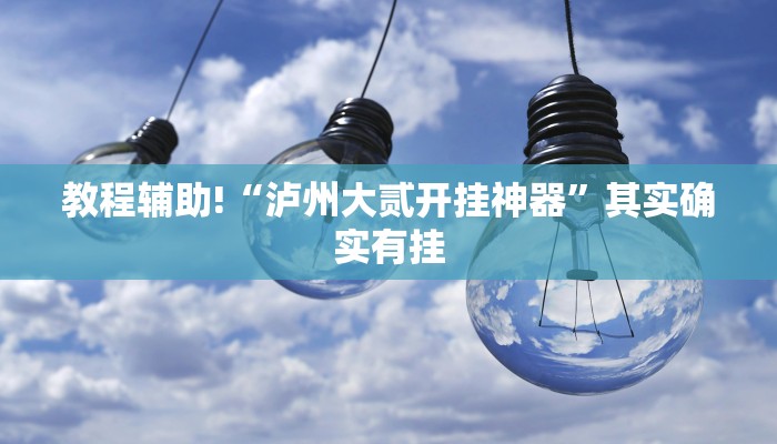 教程辅助!“泸州大贰开挂神器”其实确实有挂