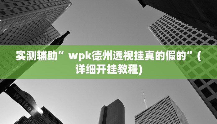 实测辅助”wpk德州透视挂真的假的”(详细开挂教程)