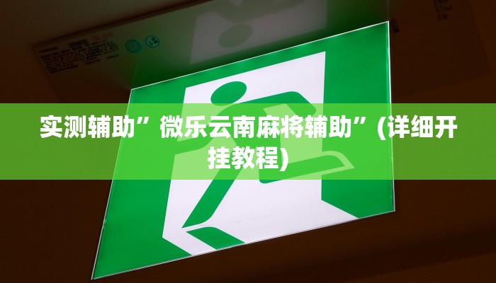 实测辅助”微乐云南麻将辅助”(详细开挂教程)