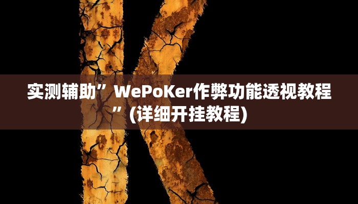 实测辅助”WePoKer作弊功能透视教程”(详细开挂教程)