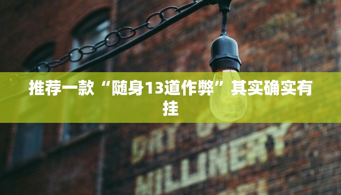 推荐一款“随身13道作弊”其实确实有挂