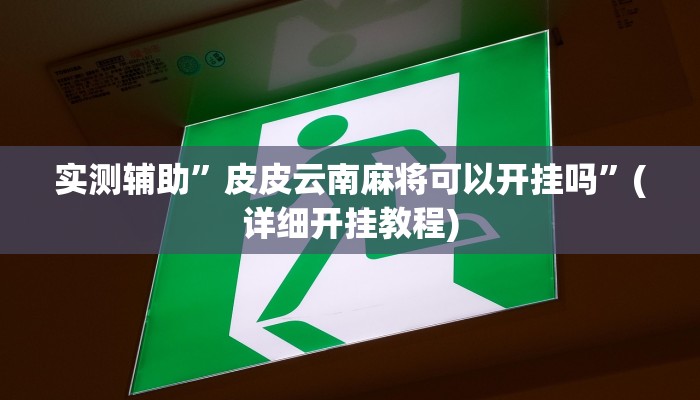 实测辅助”皮皮云南麻将可以开挂吗”(详细开挂教程)