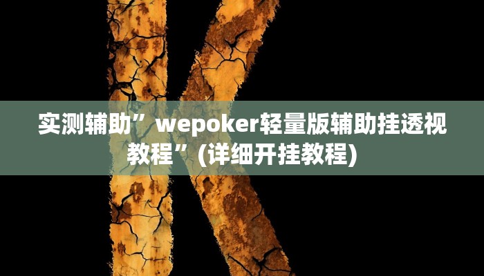 实测辅助”wepoker轻量版辅助挂透视教程”(详细开挂教程)