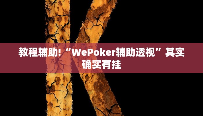 教程辅助!“WePoker辅助透视”其实确实有挂