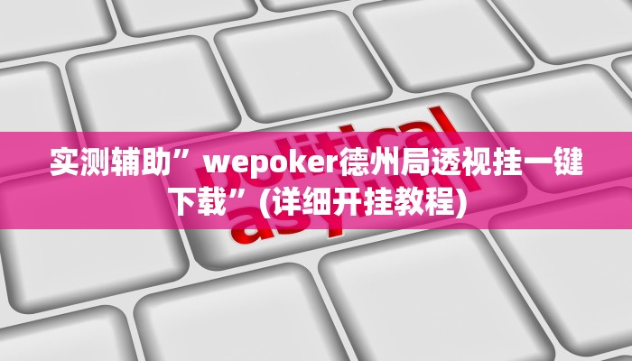 实测辅助”wepoker德州局透视挂一键下载”(详细开挂教程)