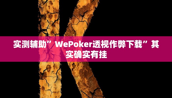 实测辅助”WePoker透视作弊下载”其实确实有挂