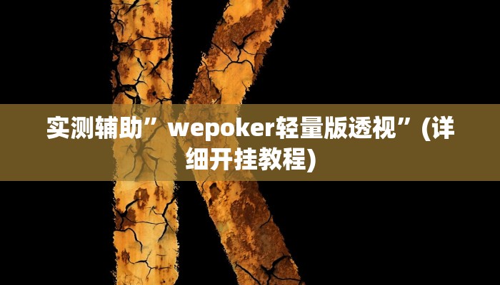 实测辅助”wepoker轻量版透视”(详细开挂教程)