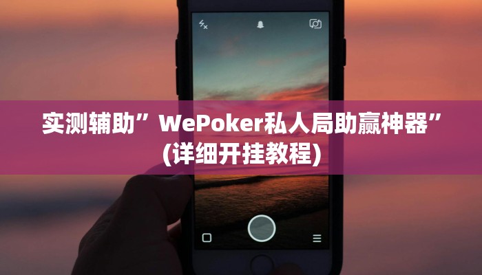 实测辅助”WePoker私人局助赢神器”(详细开挂教程)
