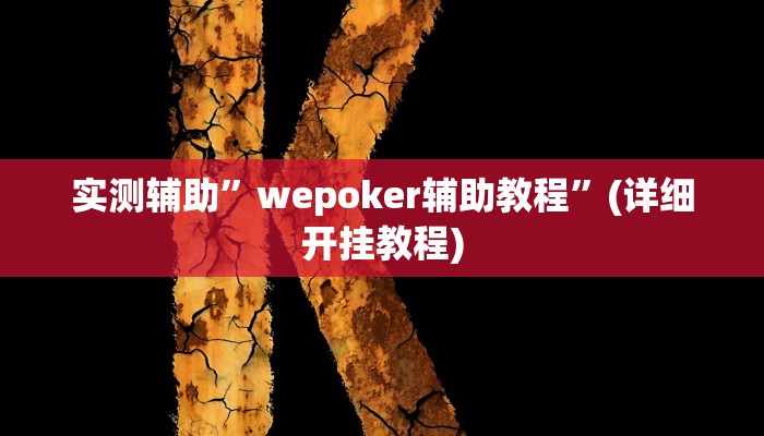 实测辅助”wepoker辅助教程”(详细开挂教程)