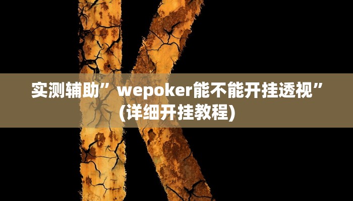 实测辅助”wepoker能不能开挂透视”(详细开挂教程)